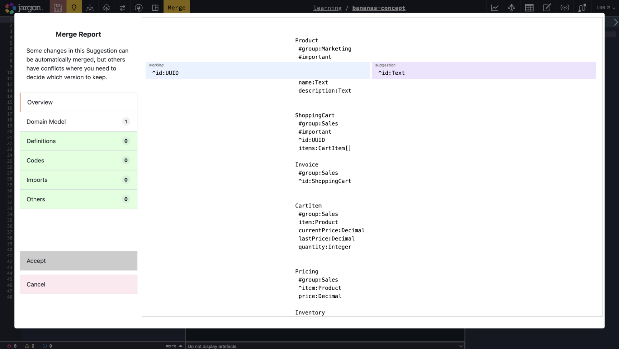 Suggestion Merge View